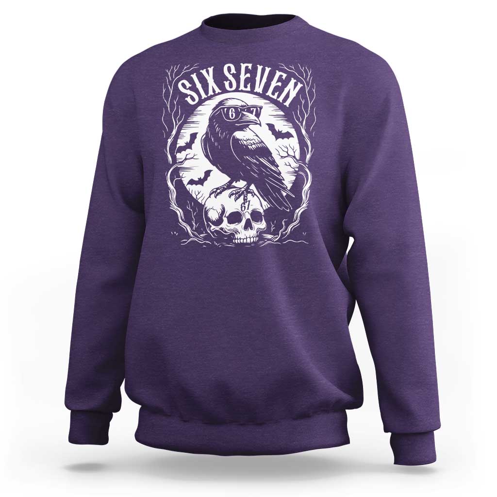 Gothic Raven Brainrot Six Seven Sweatshirt Gen Z Alpha Gift - Wonder Print Shop
