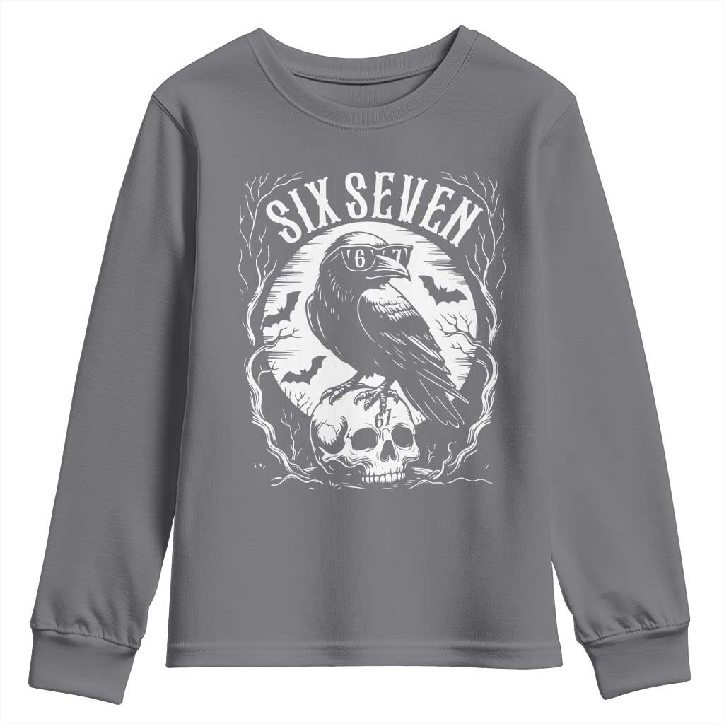 Gothic Raven Brainrot Six Seven Youth Sweatshirt Gen Z Alpha Gift - Wonder Print Shop
