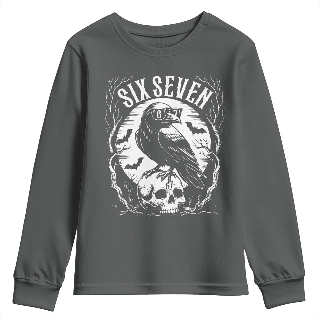 Gothic Raven Brainrot Six Seven Youth Sweatshirt Gen Z Alpha Gift - Wonder Print Shop