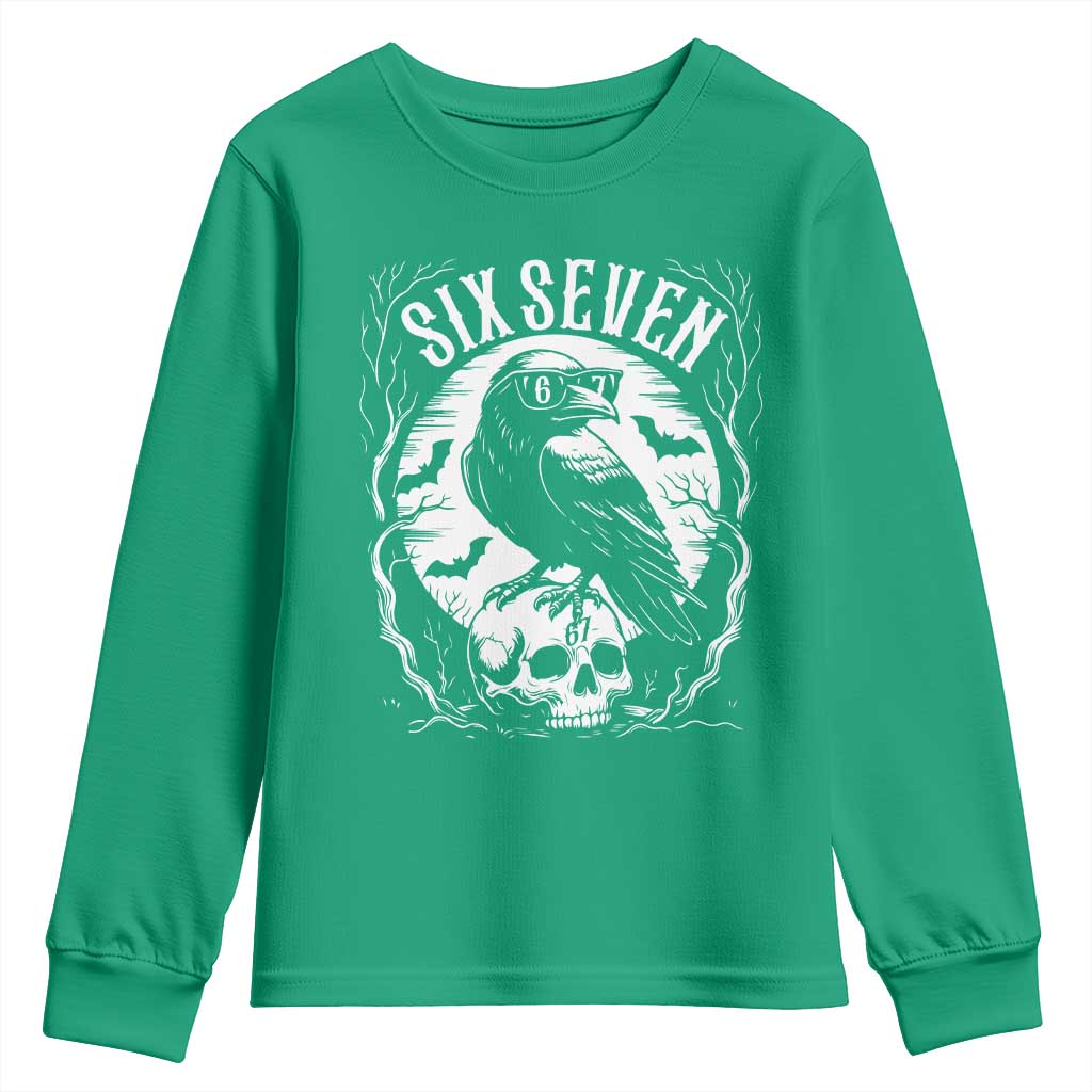 Gothic Raven Brainrot Six Seven Youth Sweatshirt Gen Z Alpha Gift - Wonder Print Shop