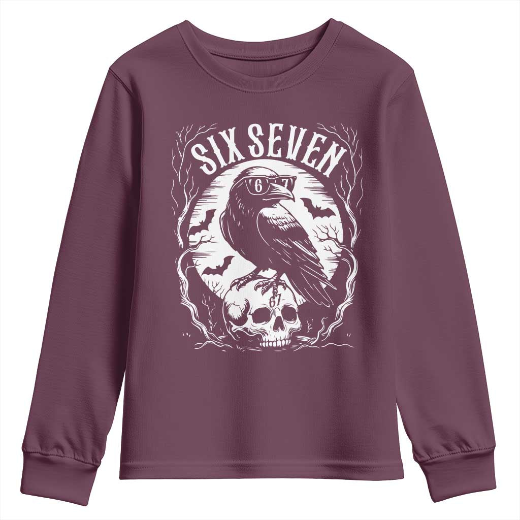 Gothic Raven Brainrot Six Seven Youth Sweatshirt Gen Z Alpha Gift - Wonder Print Shop