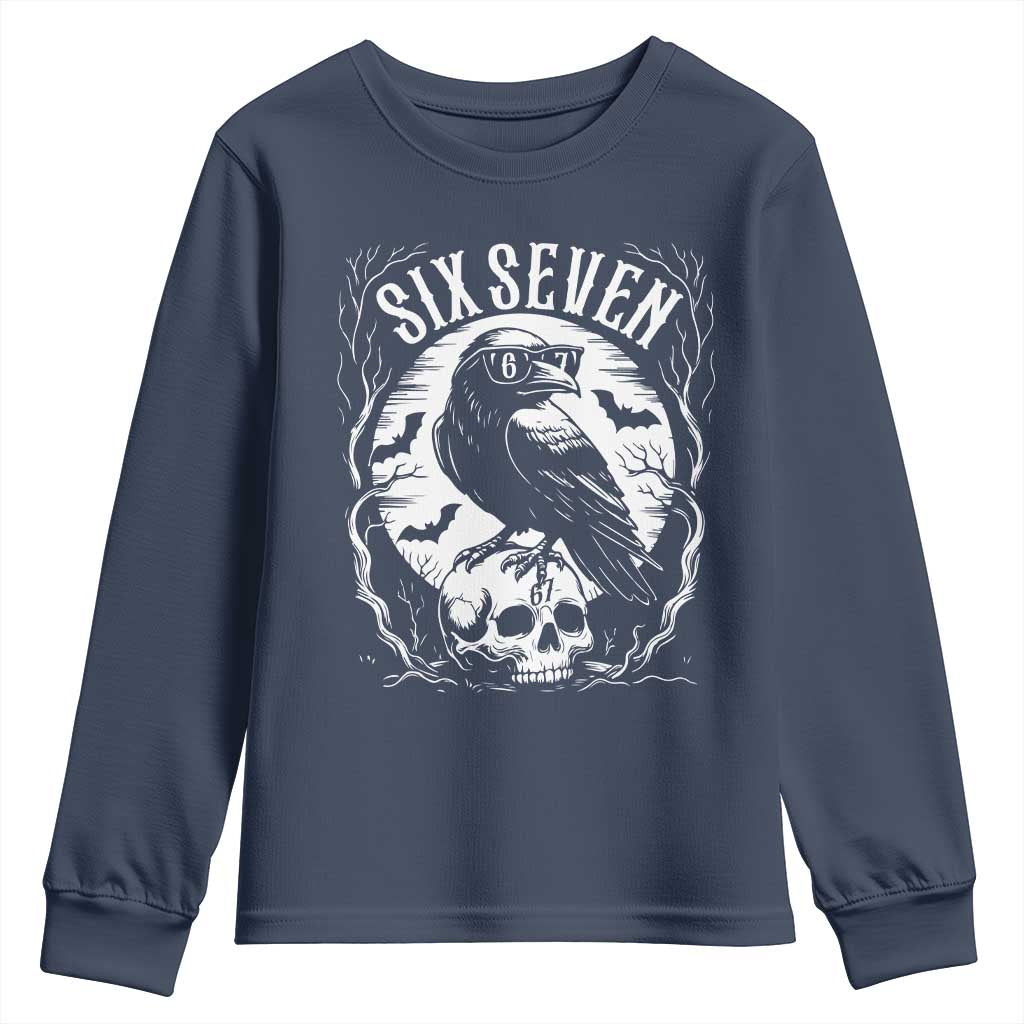 Gothic Raven Brainrot Six Seven Youth Sweatshirt Gen Z Alpha Gift - Wonder Print Shop