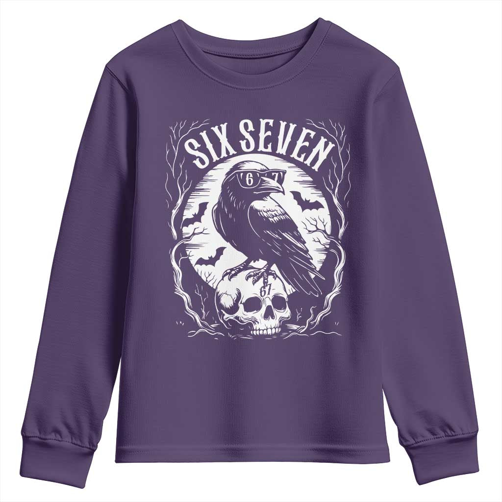 Gothic Raven Brainrot Six Seven Youth Sweatshirt Gen Z Alpha Gift - Wonder Print Shop