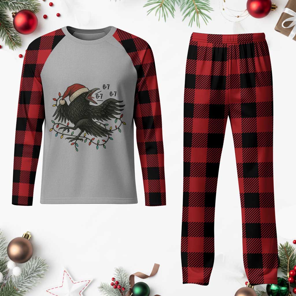 Funny Raven Six Seven Meme Plaid Pajama Set Christmas Gift For Gen Z - Wonder Print Shop