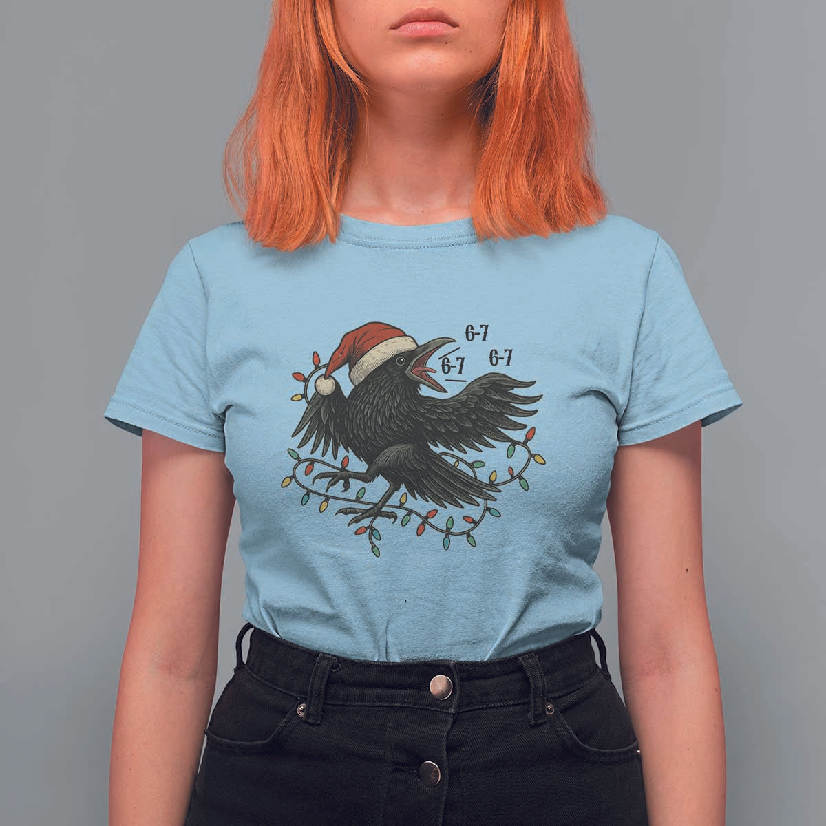 Funny Raven Six Seven Meme T Shirt For Women Christmas Gift For Gen Z - Wonder Print Shop