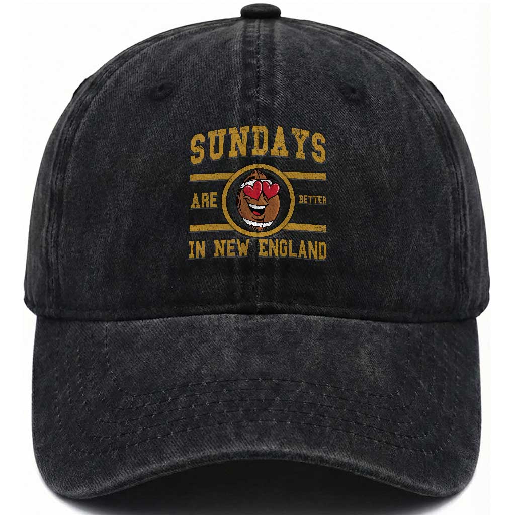 Sundays Are Better In NE Washed Cotton Baseball Cap Game Day Lover Gift