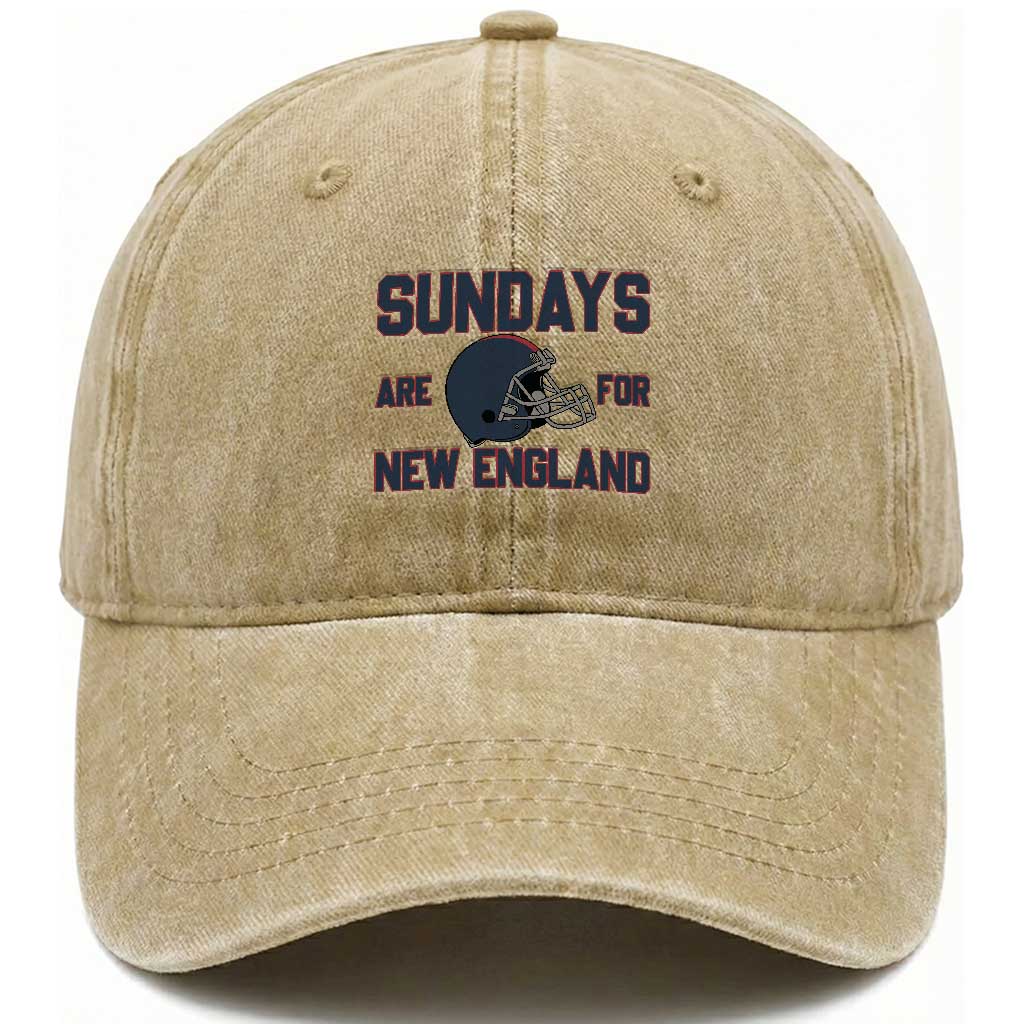 Sundays Are For NE Washed Cotton Baseball Cap Game Day Lover Gift