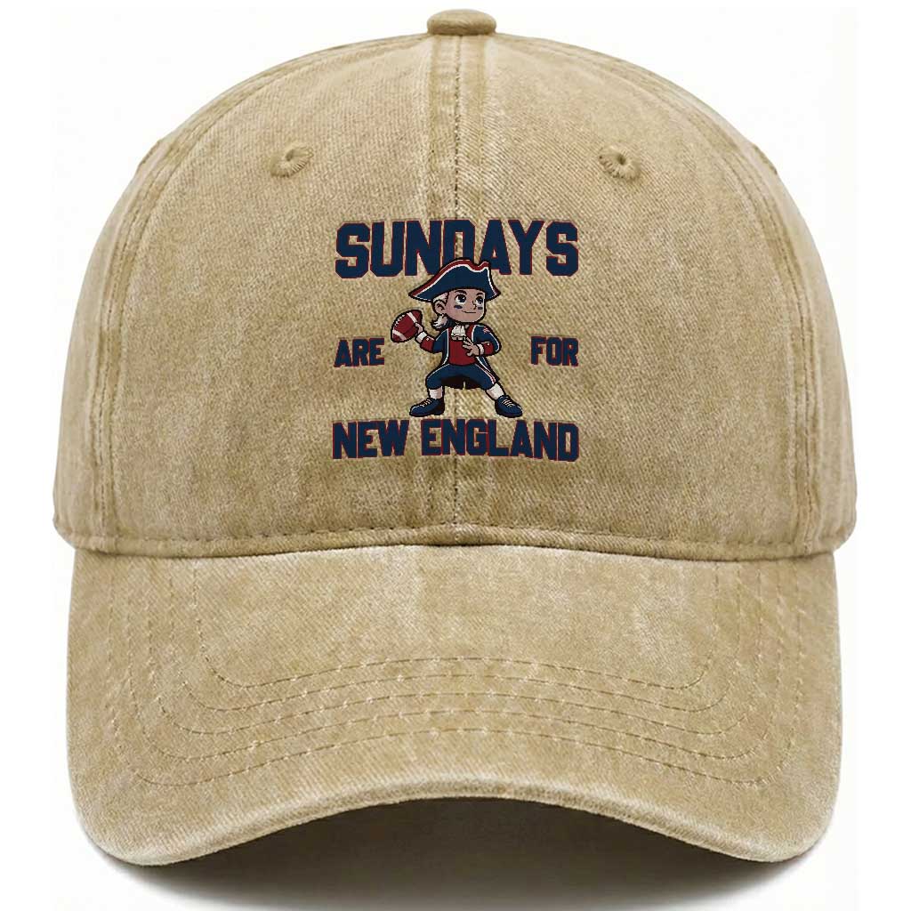 Sundays Are For NE Washed Cotton Baseball Cap Game Day Sports Fan Gift
