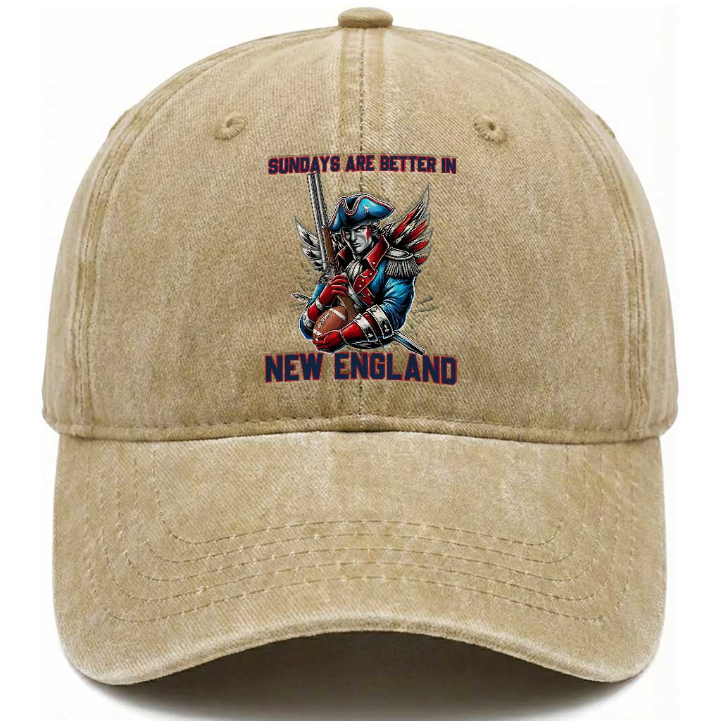 Funny George Washington Football Lover Gift Washed Cotton Baseball Cap Sundays Are Better In New England
