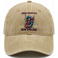 Funny George Washington Football Lover Gift Washed Cotton Baseball Cap Sundays Are Better In New England