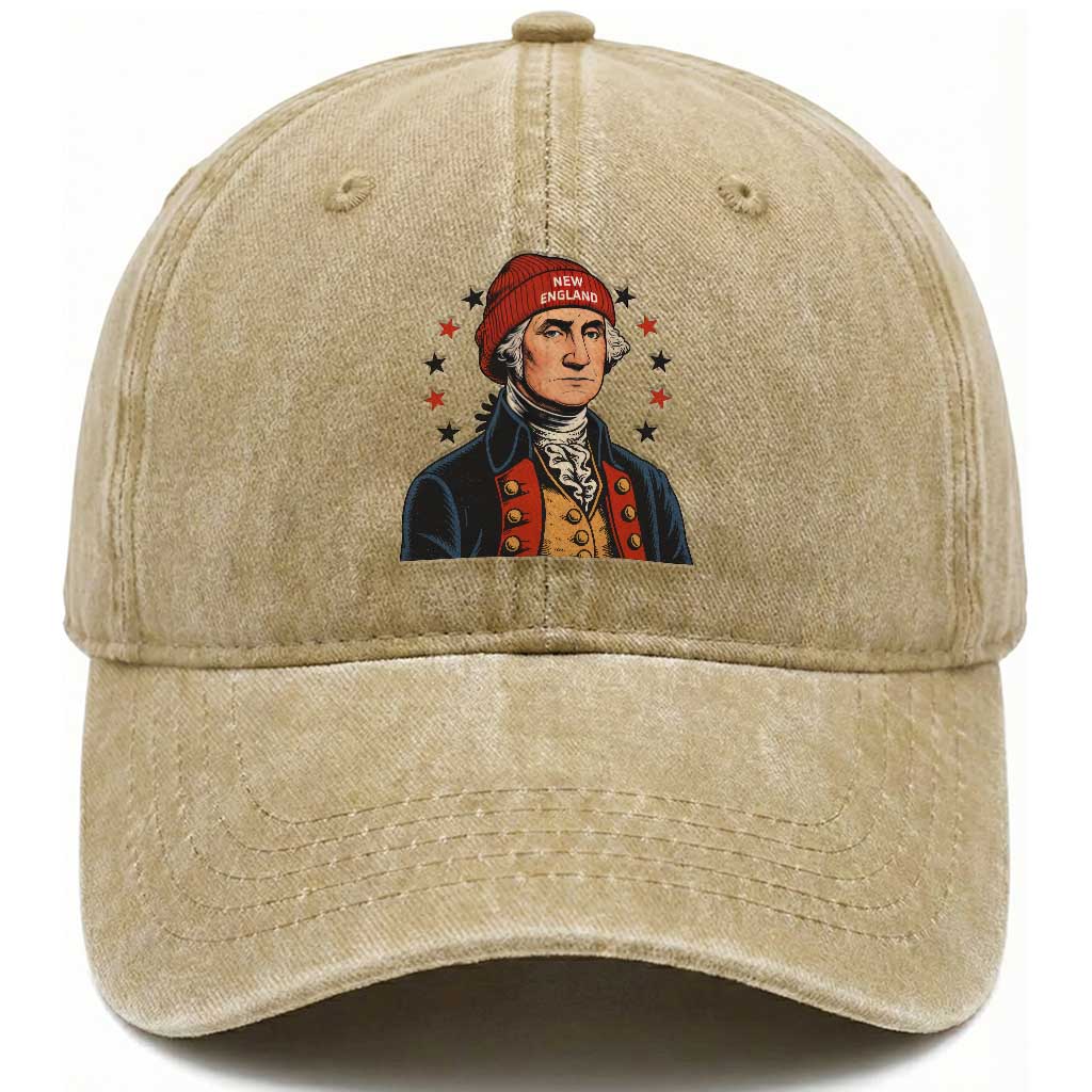 George Washington NE Football Fan Washed Cotton Baseball Cap Vintage Colonial Gift