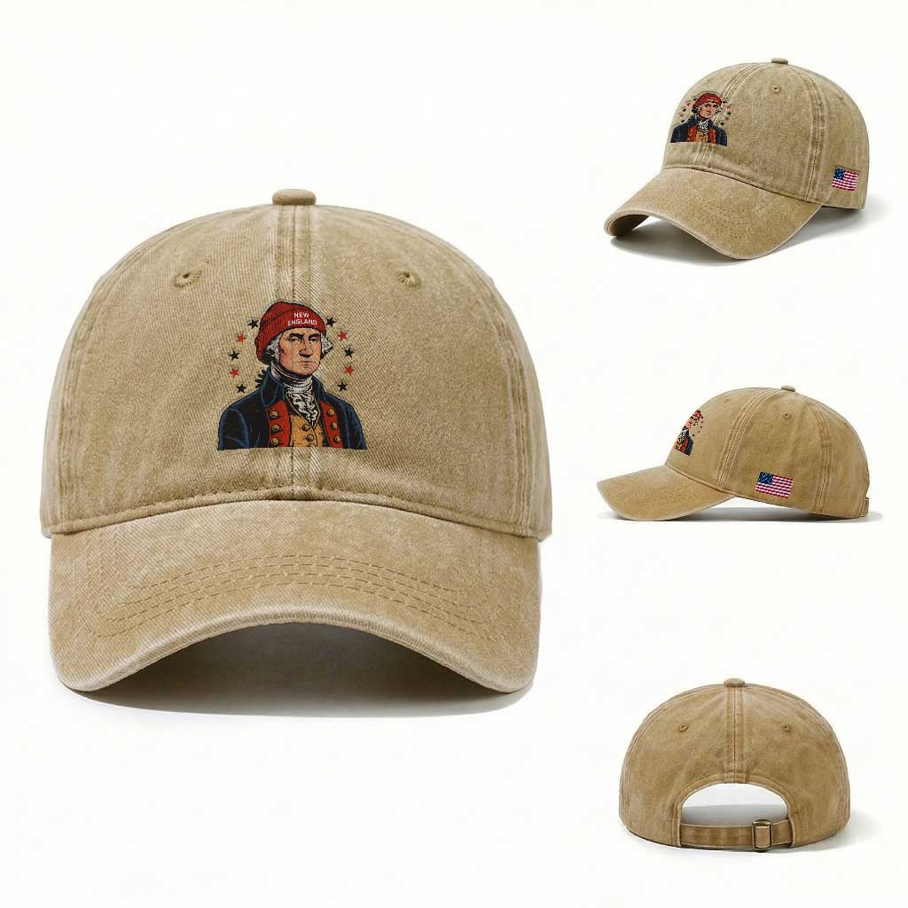 George Washington NE Football Fan Washed Cotton Baseball Cap Vintage Colonial Gift