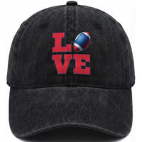 Love Football Fan Supporter Washed Cotton Baseball Cap Gift For Game Day Lovers