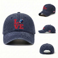 Love Football Fan Supporter Washed Cotton Baseball Cap Gift For Game Day Lovers