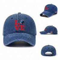 Love Football Fan Supporter Washed Cotton Baseball Cap Gift For Game Day Lovers