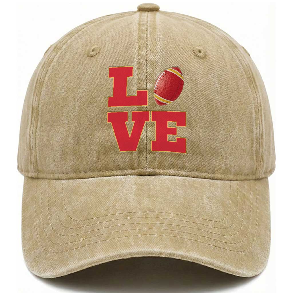 Love Midwest Football Washed Cotton Baseball Cap Gift For Football Fans