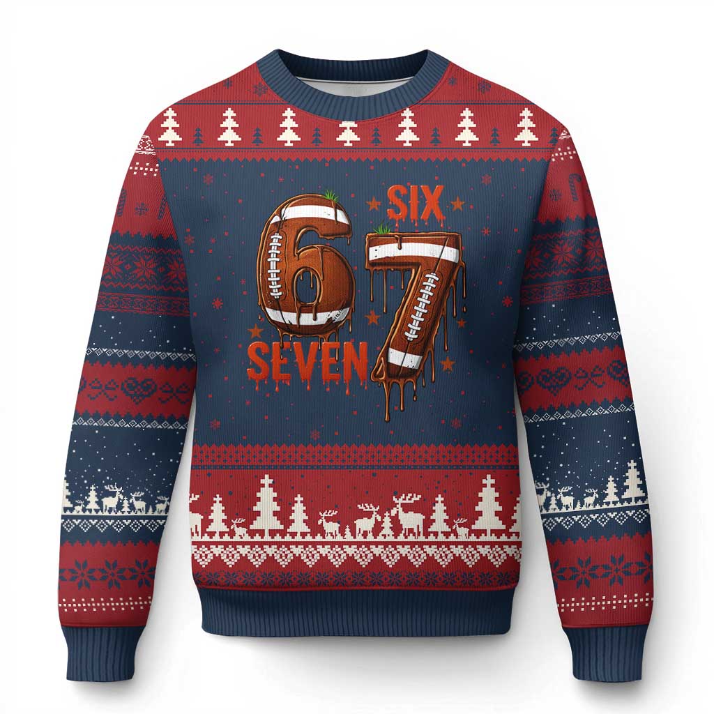 American Football Six Seven Meme Ugly Christmas Sweater Funny Gen Z Alpha Gift