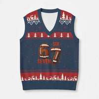 American Football Six Seven Meme V-Neck Knit Sweater Vest Funny Gen Z Alpha Gift