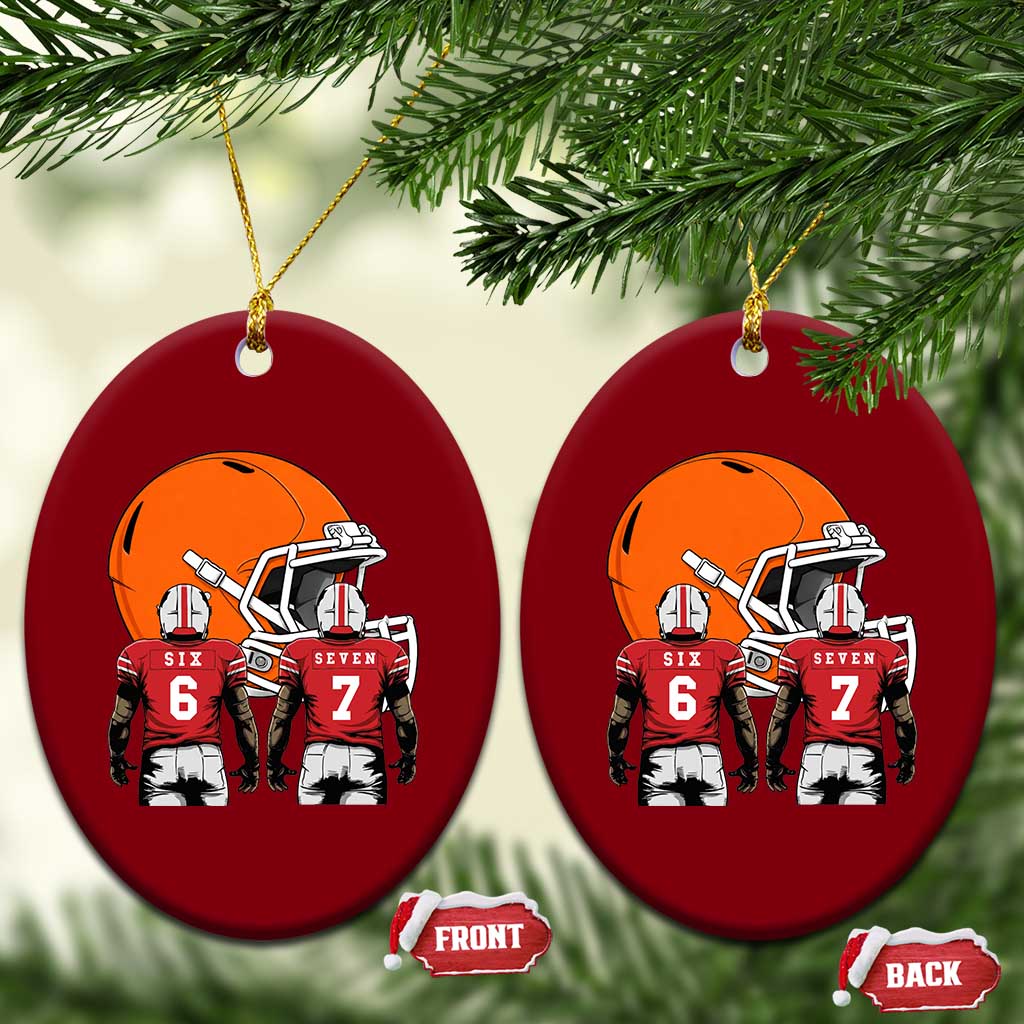 Funny American Football Ceramic Ornament Six Seven Meme - Wonder Print Shop