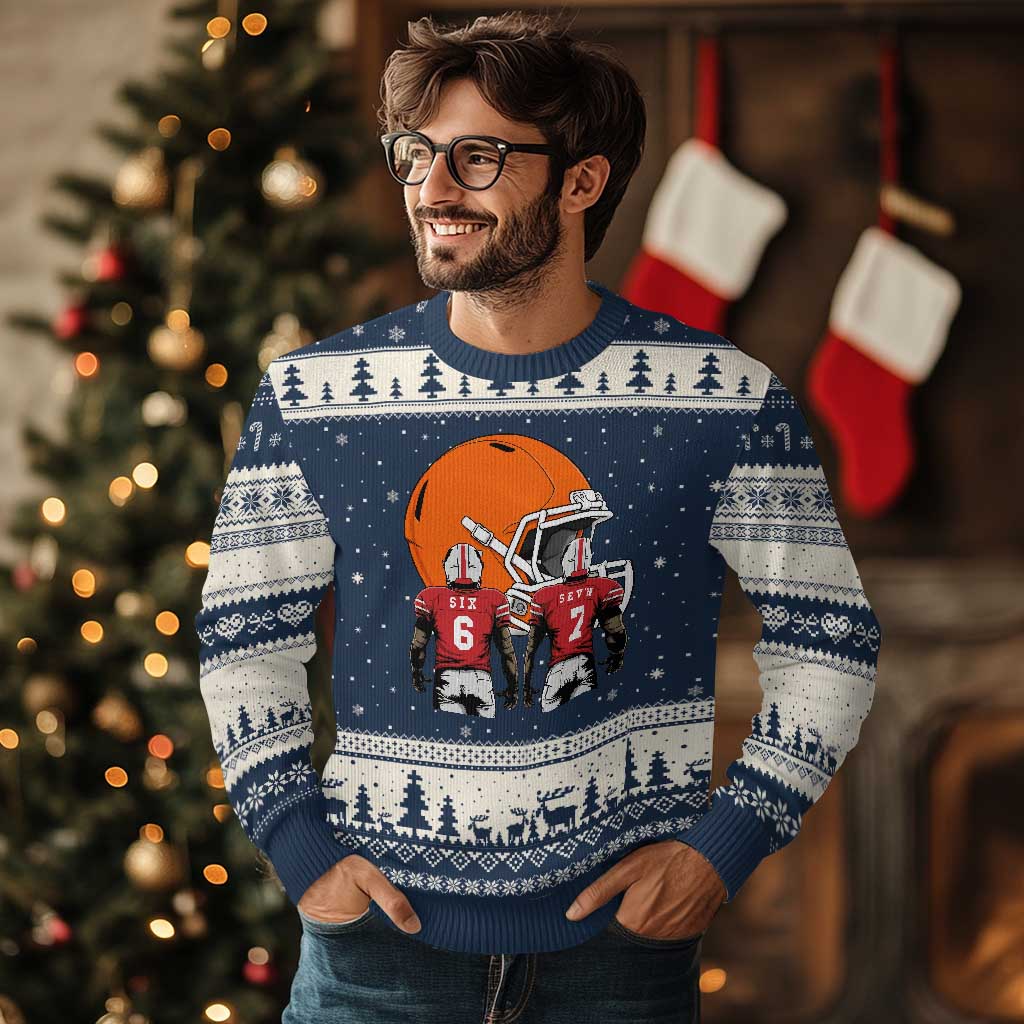 Funny American Football Ugly Christmas Sweater Six Seven Meme - Wonder Print Shop