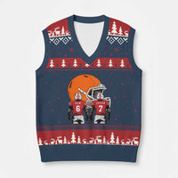 Funny American Football V-Neck Knit Sweater Vest Six Seven Meme - Wonder Print Shop