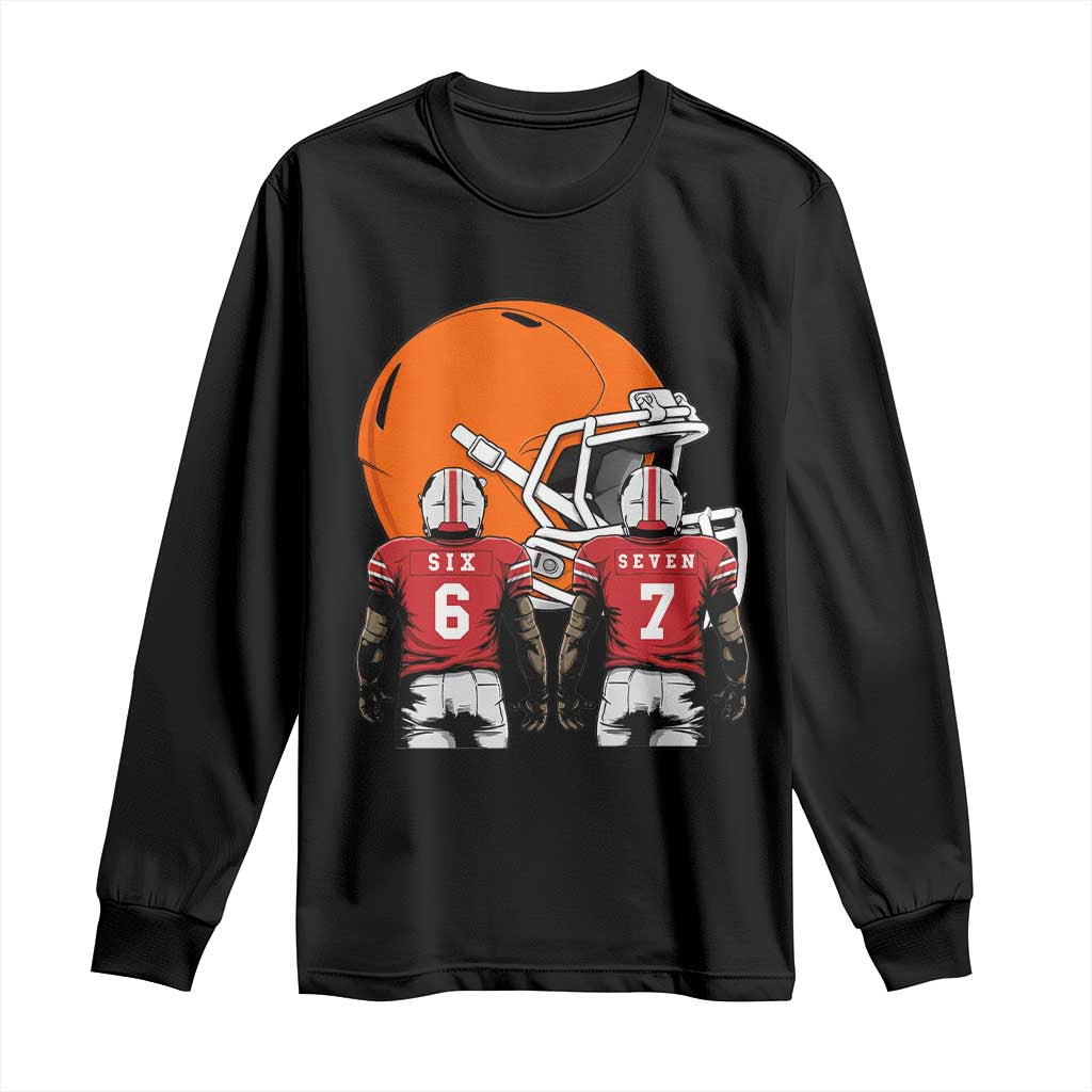 Funny American Football Long Sleeve Shirt Six Seven Meme - Wonder Print Shop