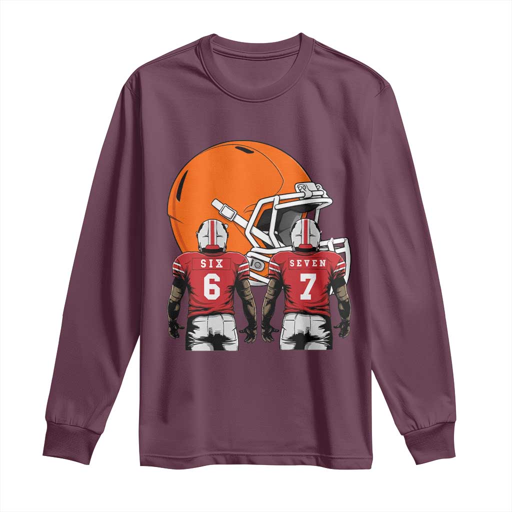 Funny American Football Long Sleeve Shirt Six Seven Meme - Wonder Print Shop