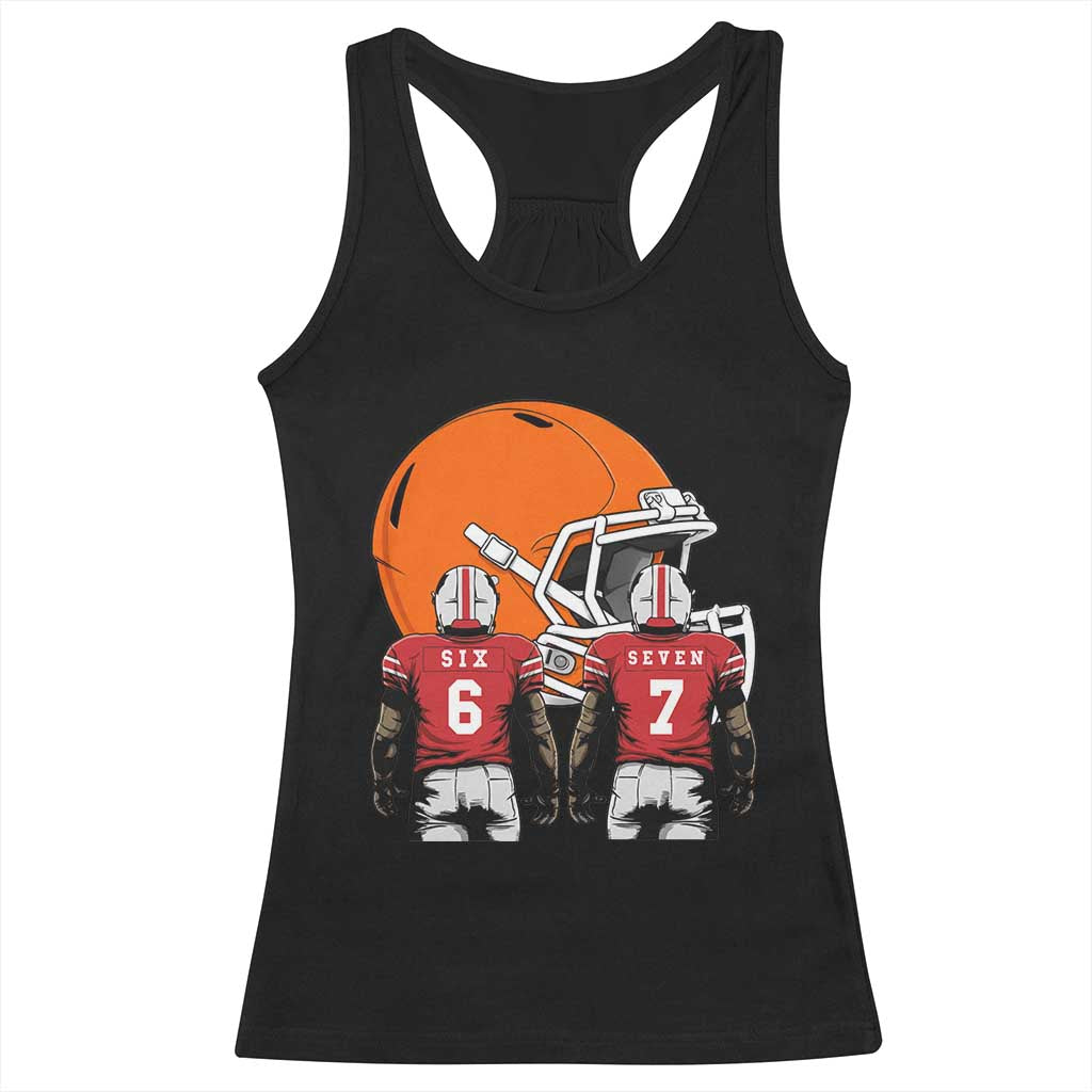 Funny American Football Racerback Tank Top Six Seven Meme - Wonder Print Shop
