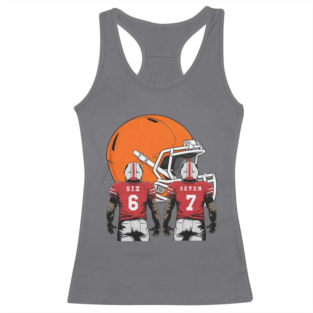 Funny American Football Racerback Tank Top Six Seven Meme - Wonder Print Shop