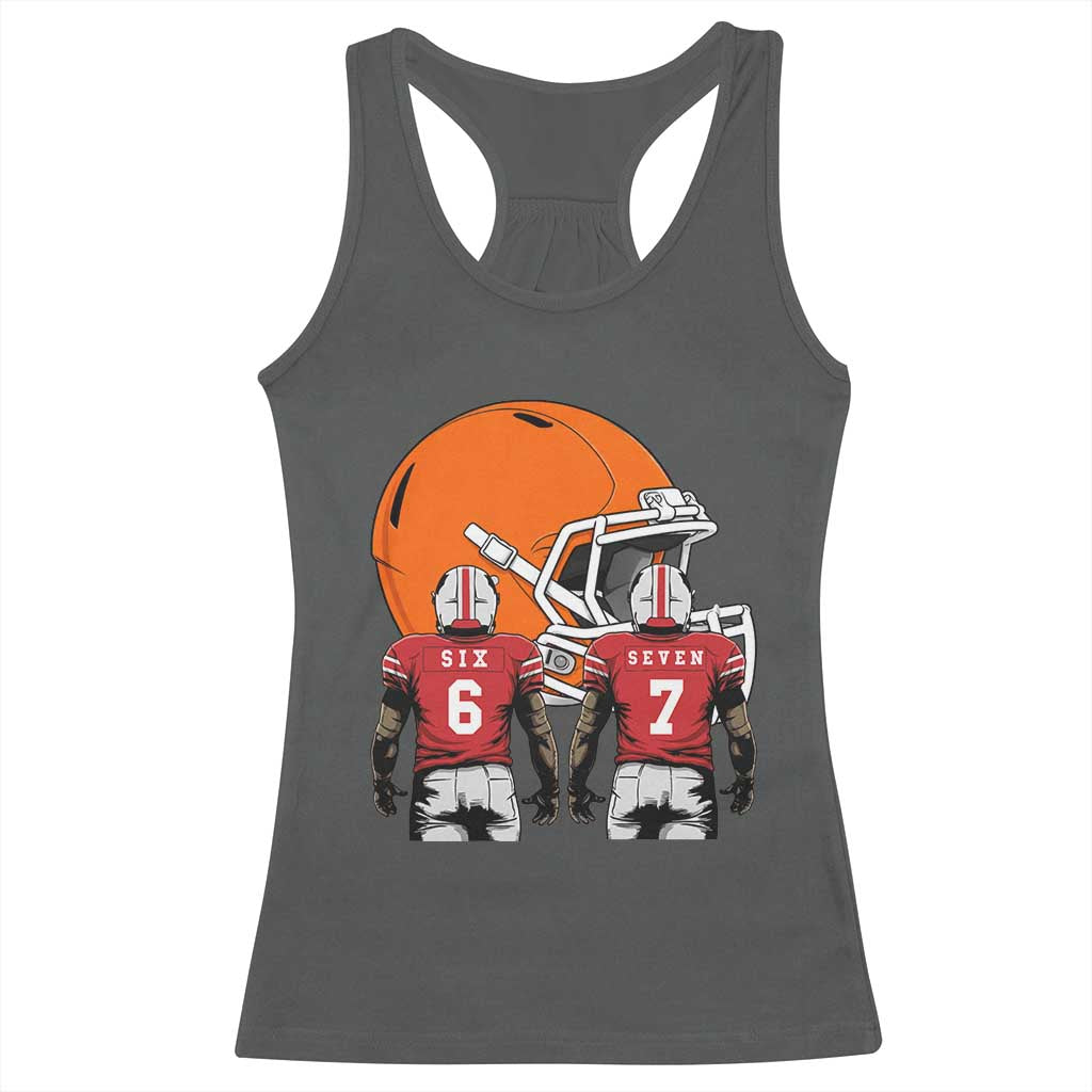 Funny American Football Racerback Tank Top Six Seven Meme - Wonder Print Shop