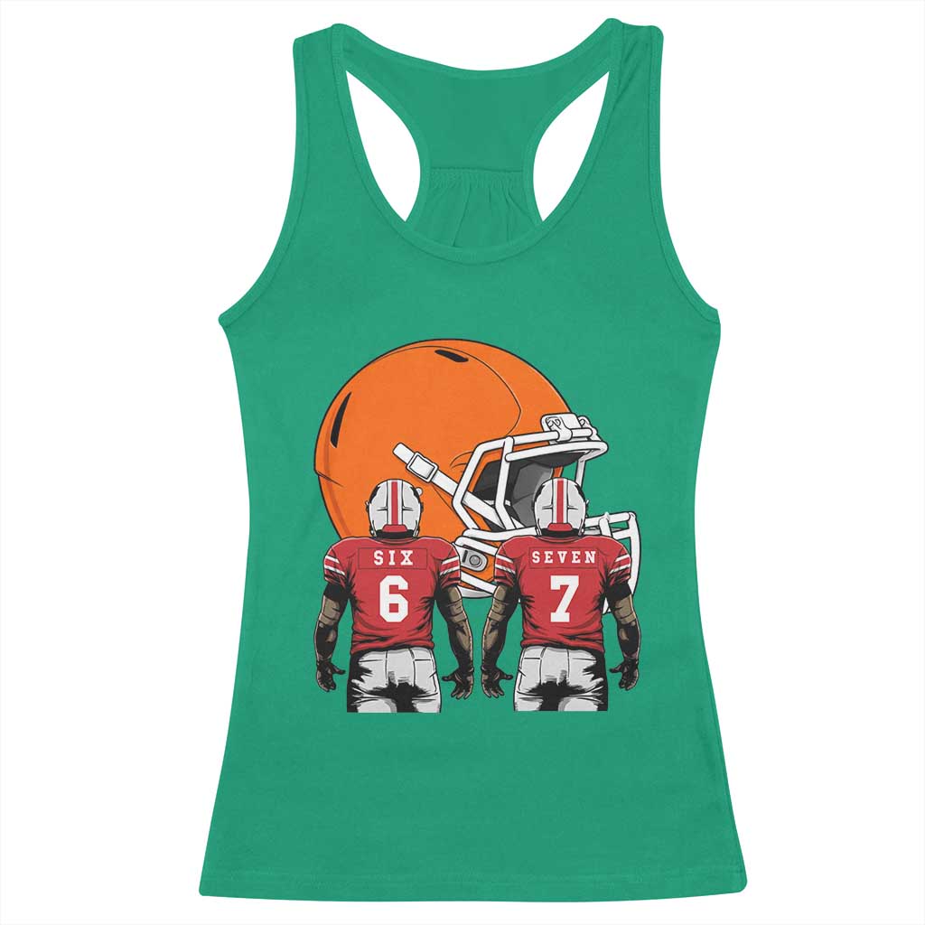 Funny American Football Racerback Tank Top Six Seven Meme - Wonder Print Shop