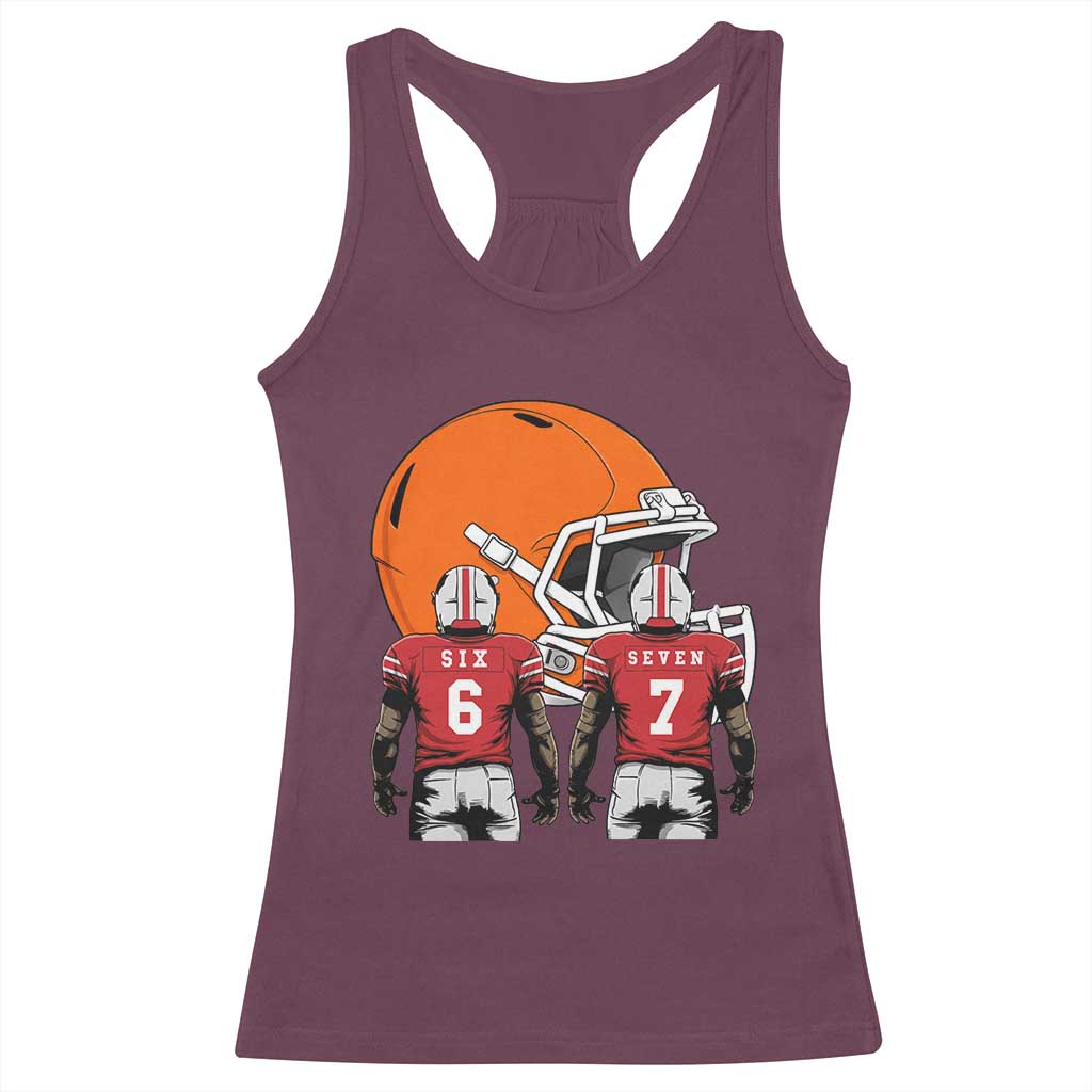 Funny American Football Racerback Tank Top Six Seven Meme - Wonder Print Shop