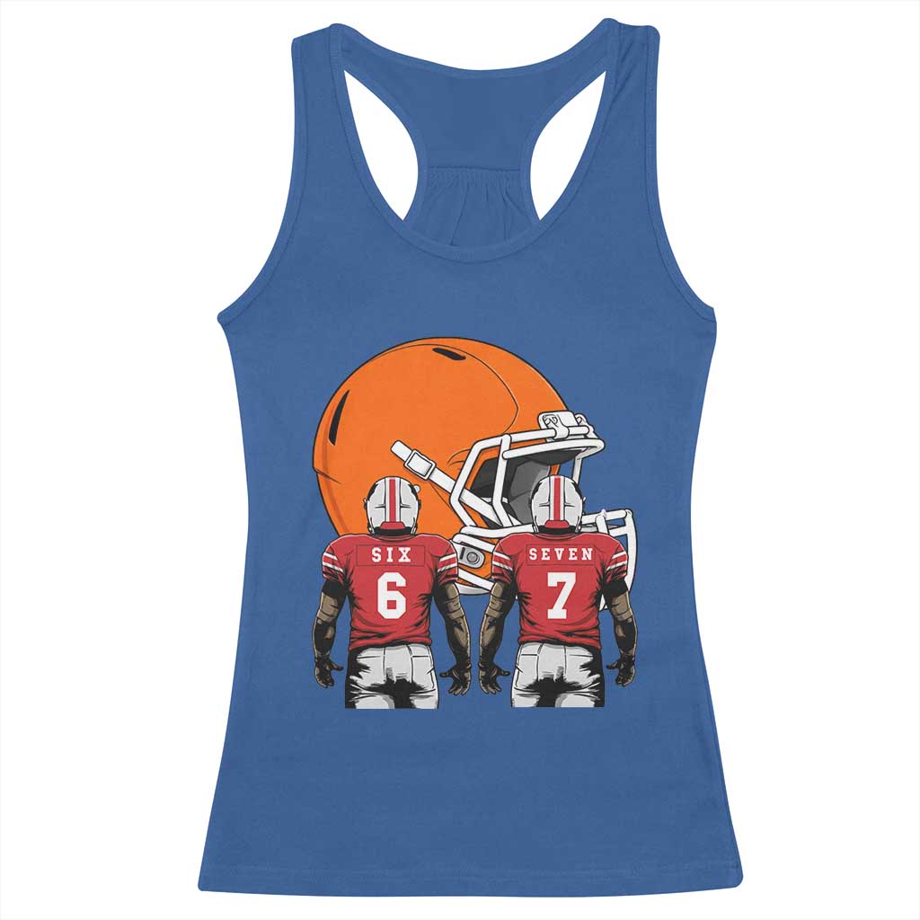 Funny American Football Racerback Tank Top Six Seven Meme - Wonder Print Shop