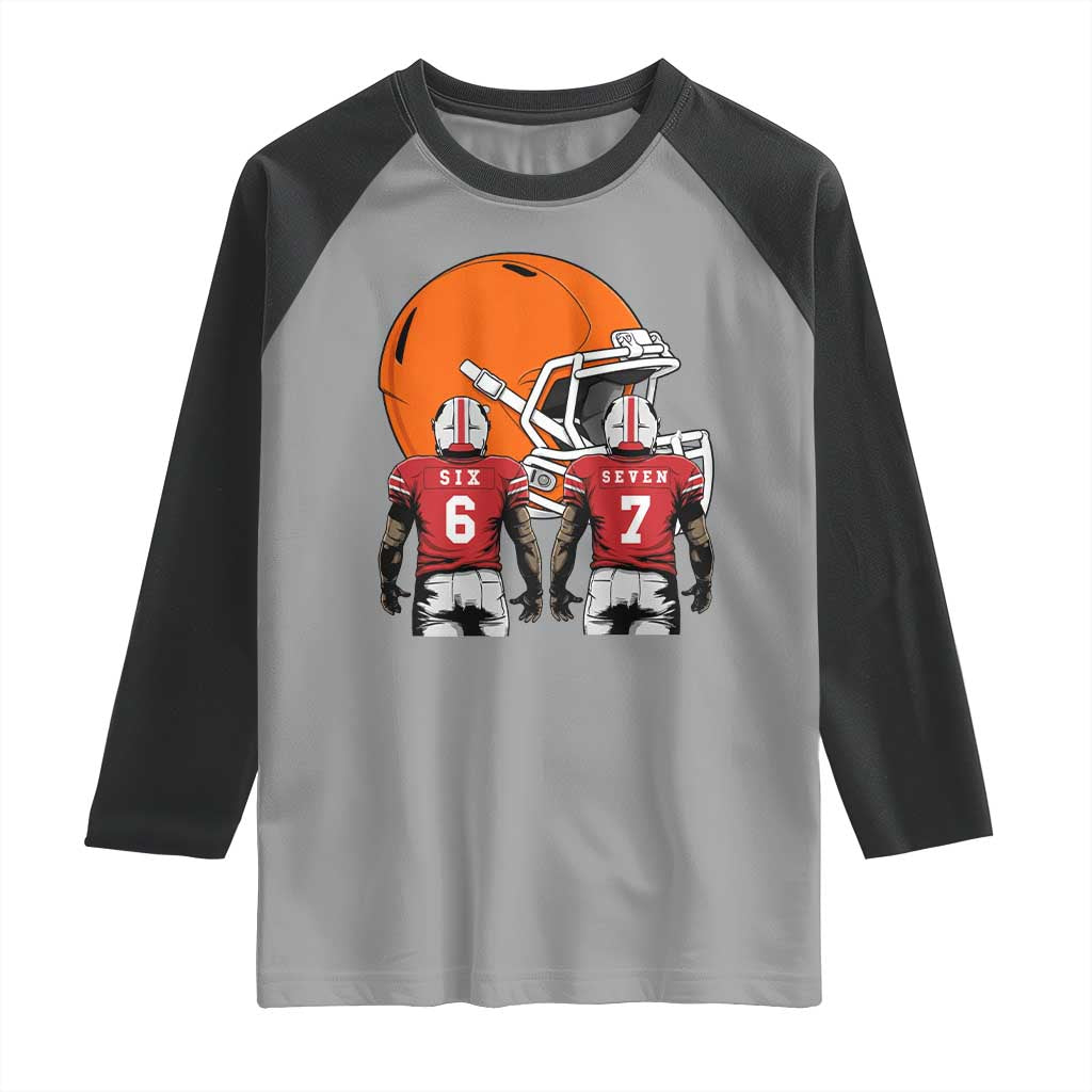 Funny American Football Raglan Shirt Six Seven Meme - Wonder Print Shop