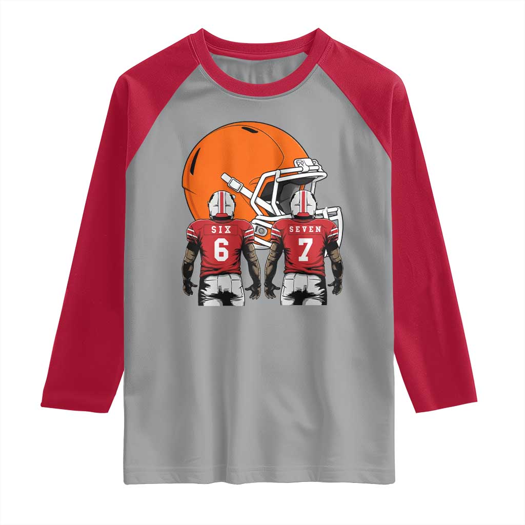 Funny American Football Raglan Shirt Six Seven Meme - Wonder Print Shop