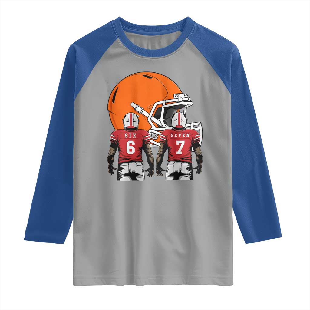 Funny American Football Raglan Shirt Six Seven Meme - Wonder Print Shop