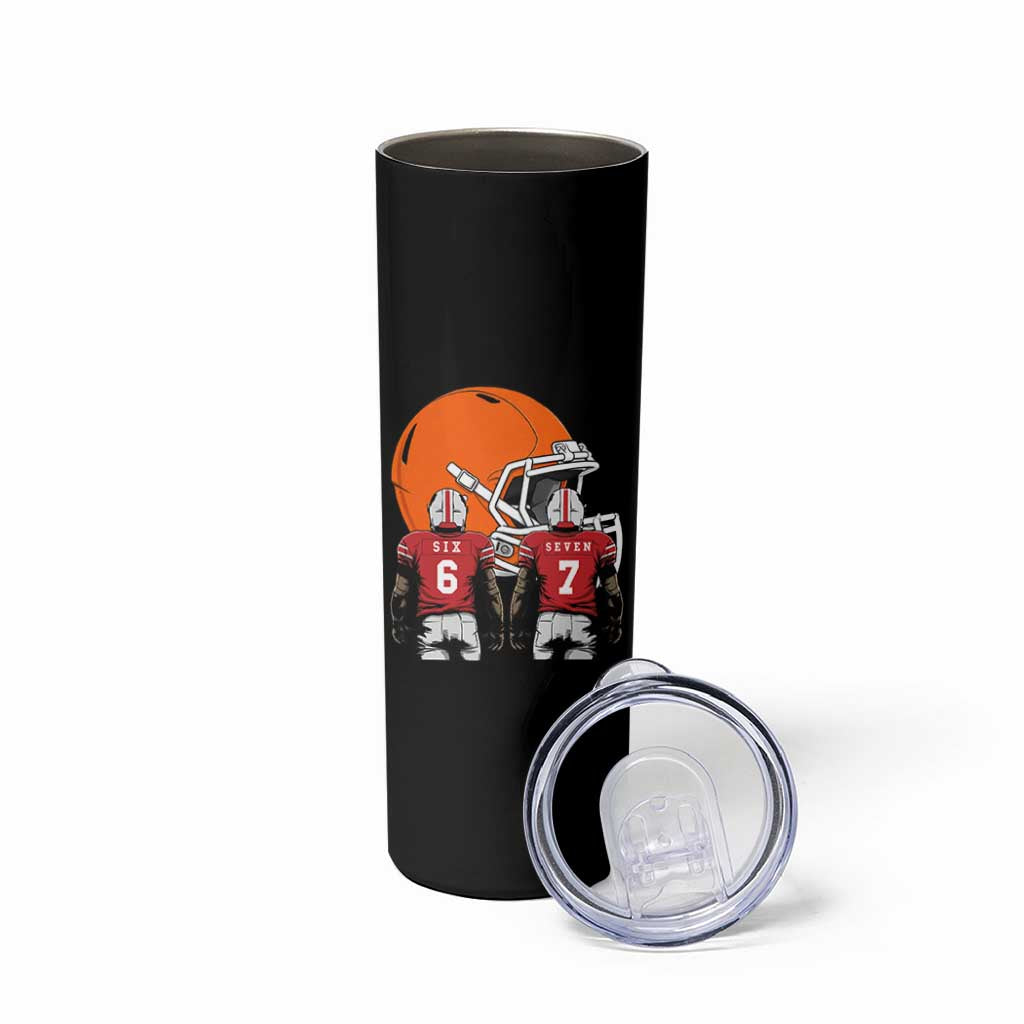 Funny American Football Skinny Tumbler Six Seven Meme - Wonder Print Shop