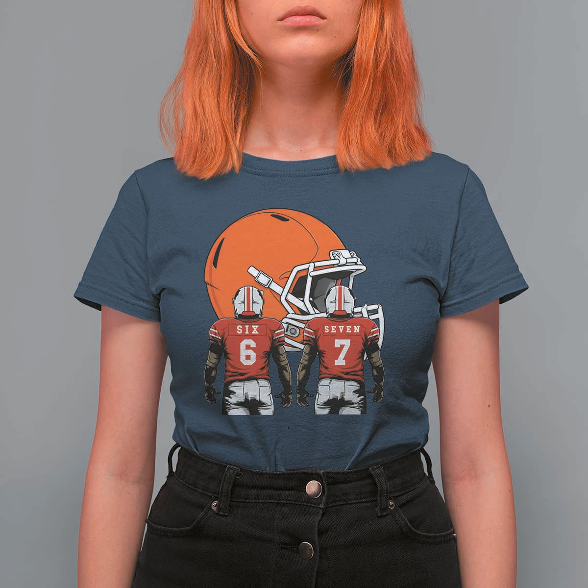 Funny American Football T Shirt For Women Six Seven Meme - Wonder Print Shop