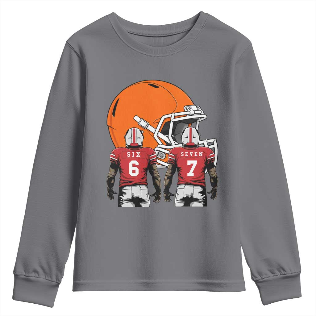 Funny American Football Youth Sweatshirt Six Seven Meme - Wonder Print Shop