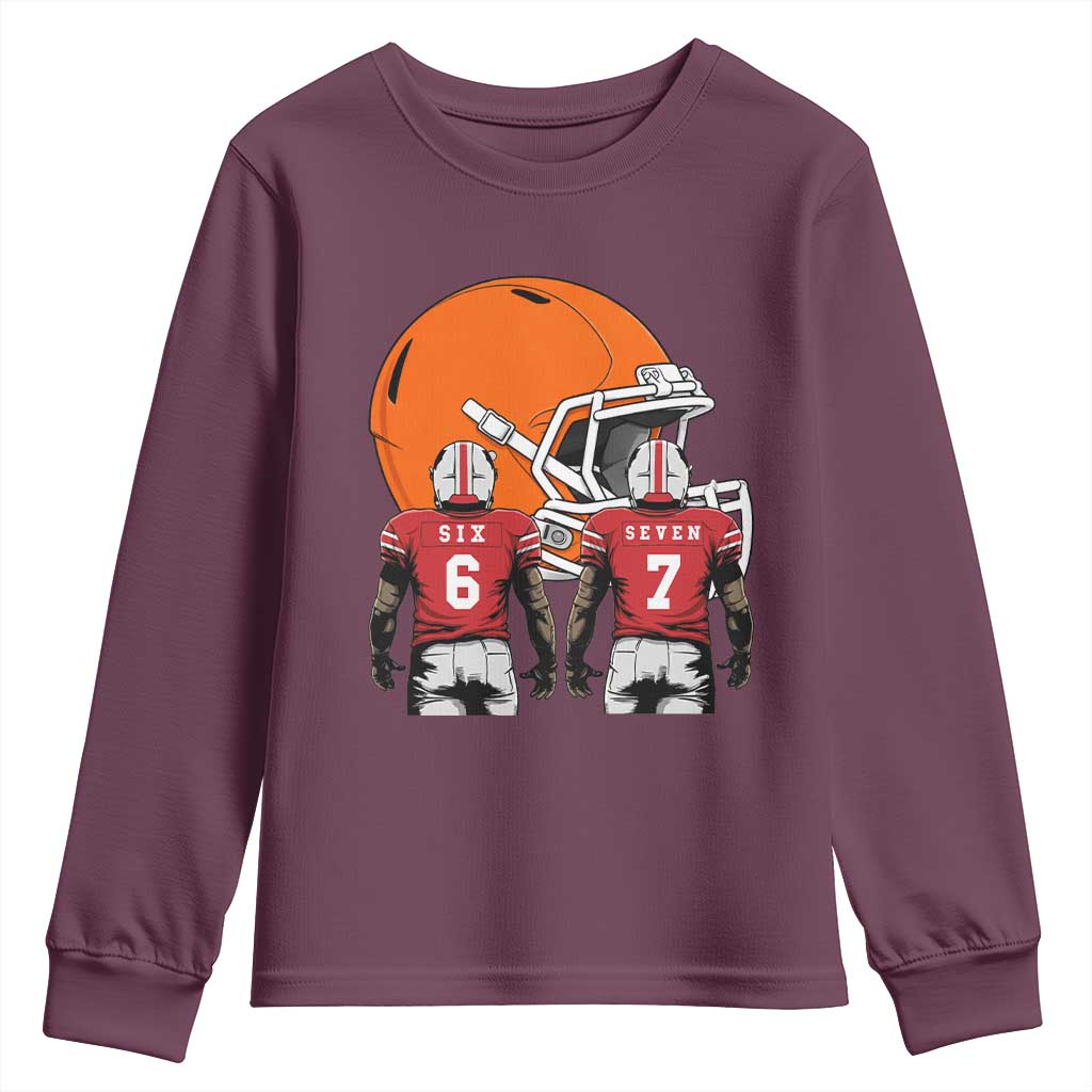 Funny American Football Youth Sweatshirt Six Seven Meme - Wonder Print Shop
