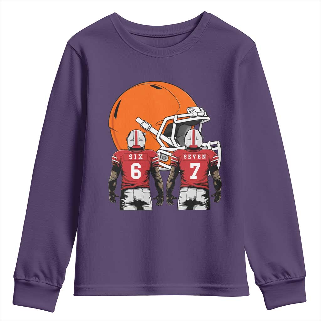 Funny American Football Youth Sweatshirt Six Seven Meme - Wonder Print Shop