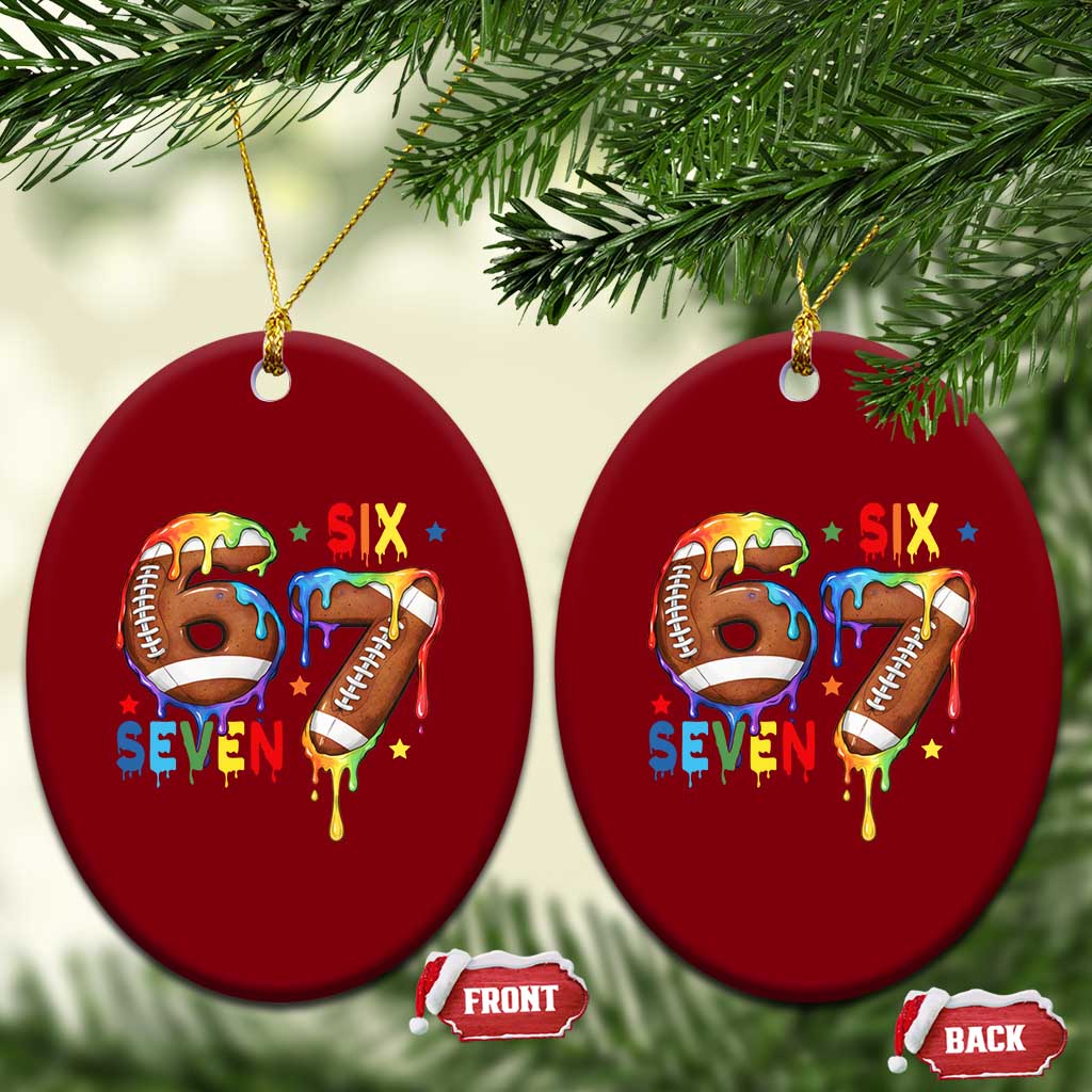 Funny American Football Ceramic Ornament 67 Viral Gen Alpha Slang Gift