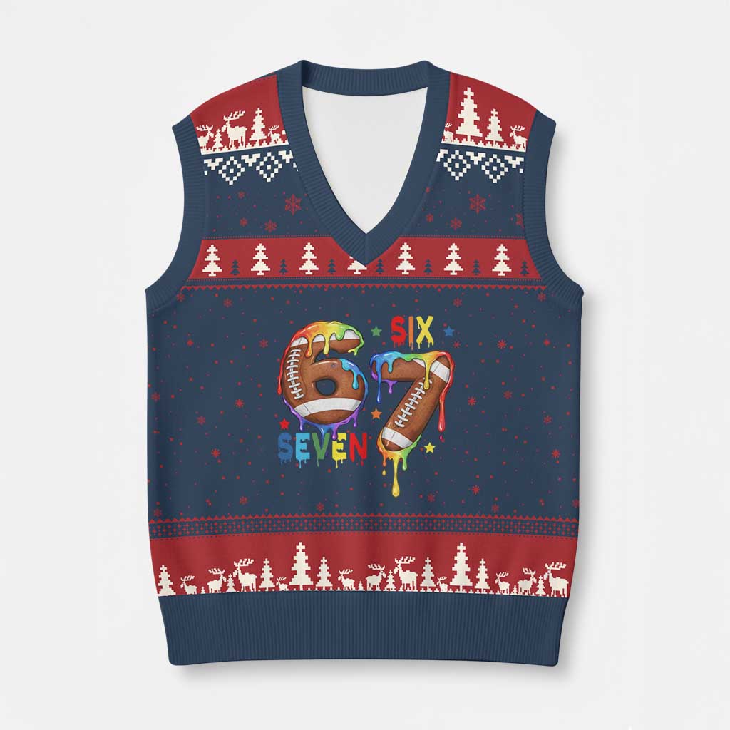 Funny American Football V-Neck Knit Sweater Vest 67 Viral Gen Alpha Slang Gift