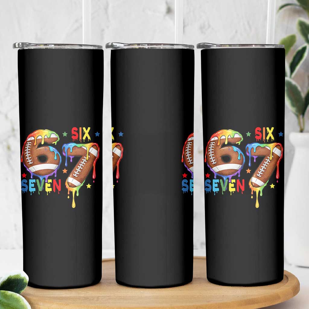 Funny American Football Skinny Tumbler 67 Viral Gen Alpha Slang Gift