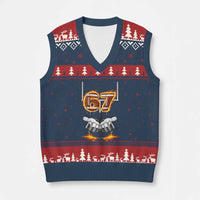 American Football Six Seven Meme V-Neck Knit Sweater Vest Fire Flame Drip - Wonder Print Shop