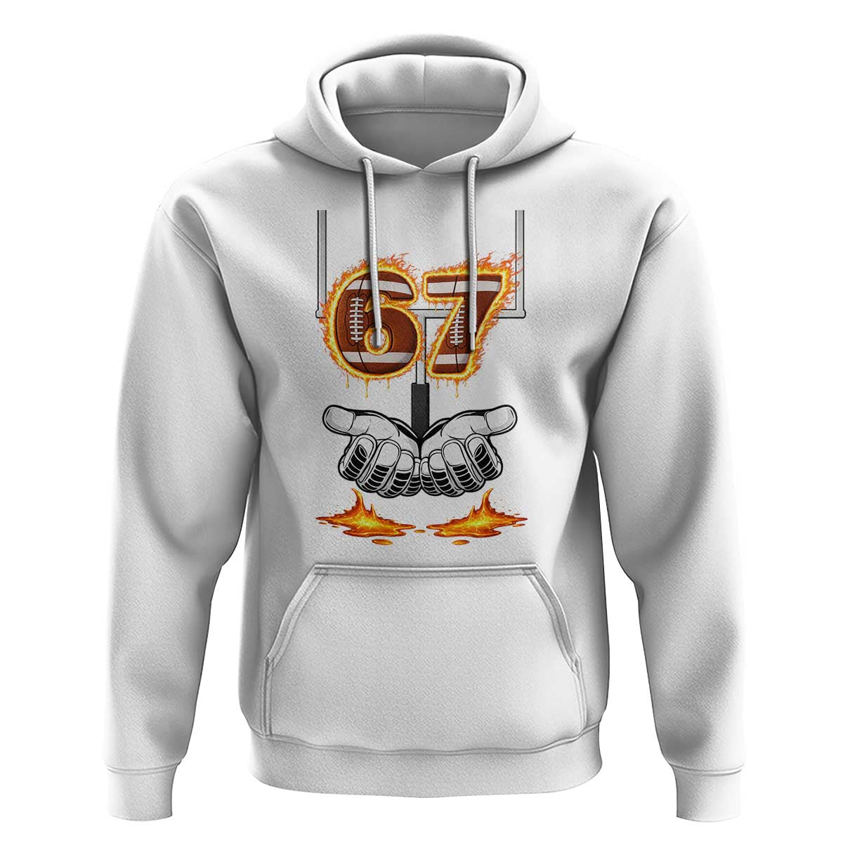 American Football Six Seven Meme Hoodie Fire Flame Drip - Wonder Print Shop