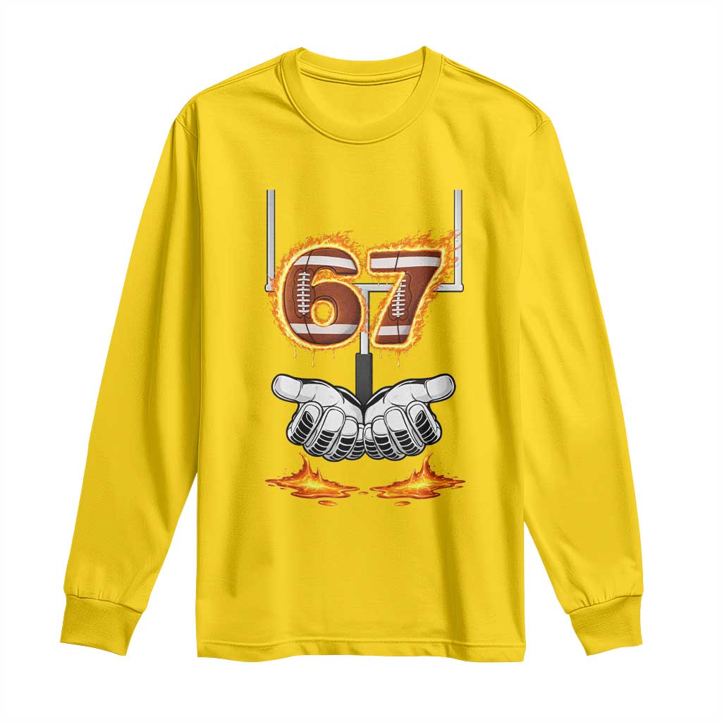 American Football Six Seven Meme Long Sleeve Shirt Fire Flame Drip - Wonder Print Shop