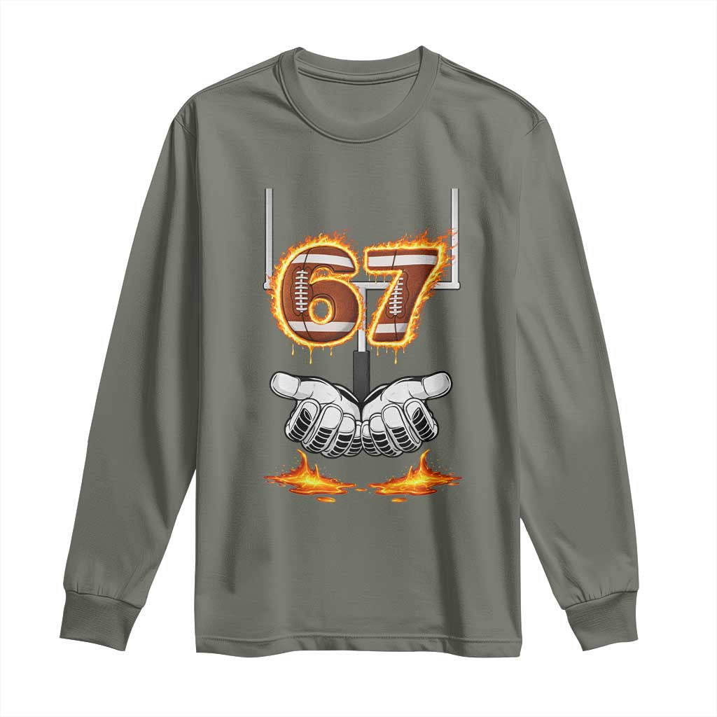 American Football Six Seven Meme Long Sleeve Shirt Fire Flame Drip - Wonder Print Shop