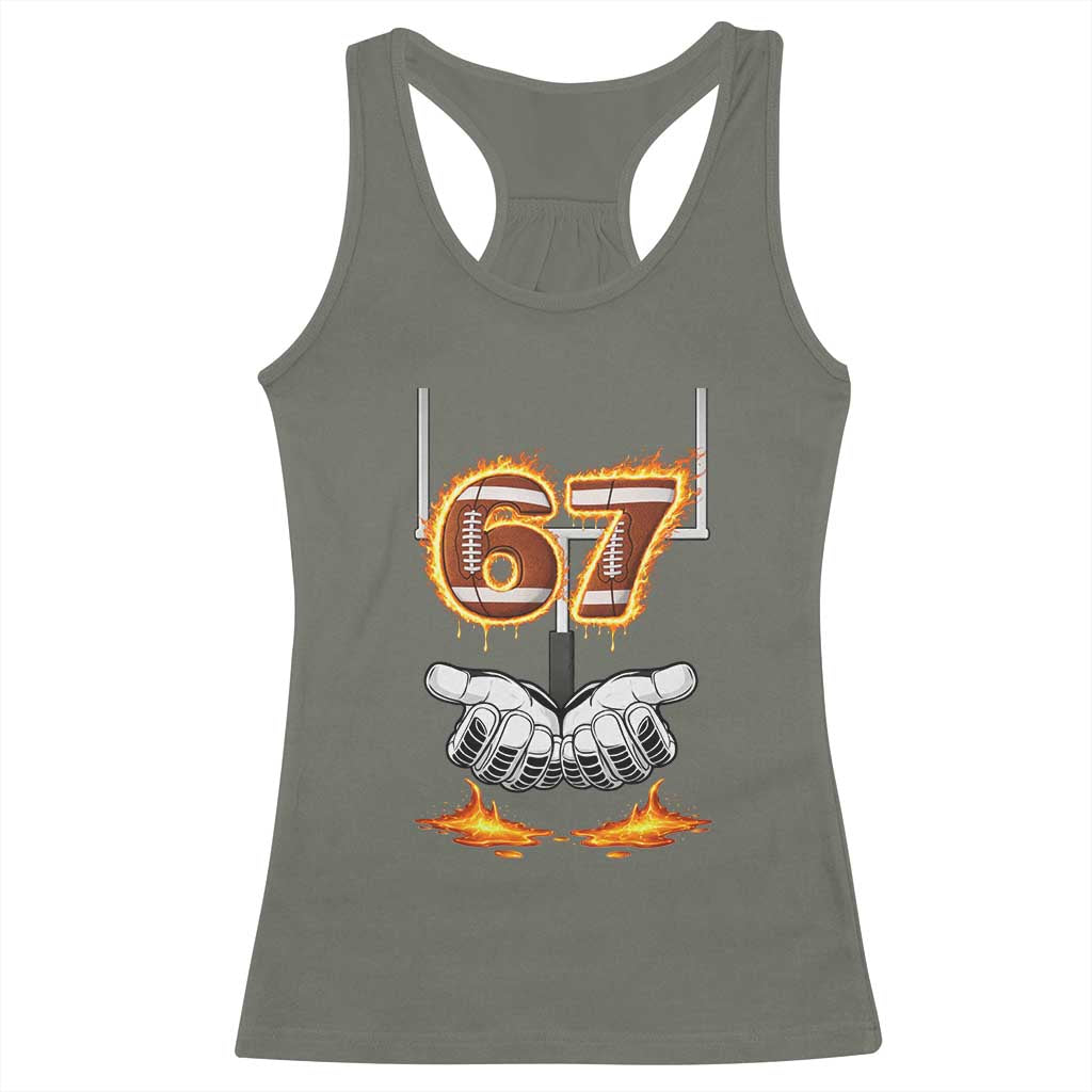 American Football Six Seven Meme Racerback Tank Top Fire Flame Drip - Wonder Print Shop