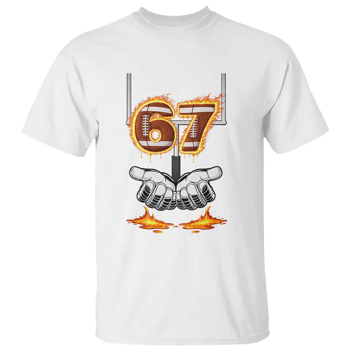American Football Six Seven Meme T Shirt Fire Flame Drip - Wonder Print Shop